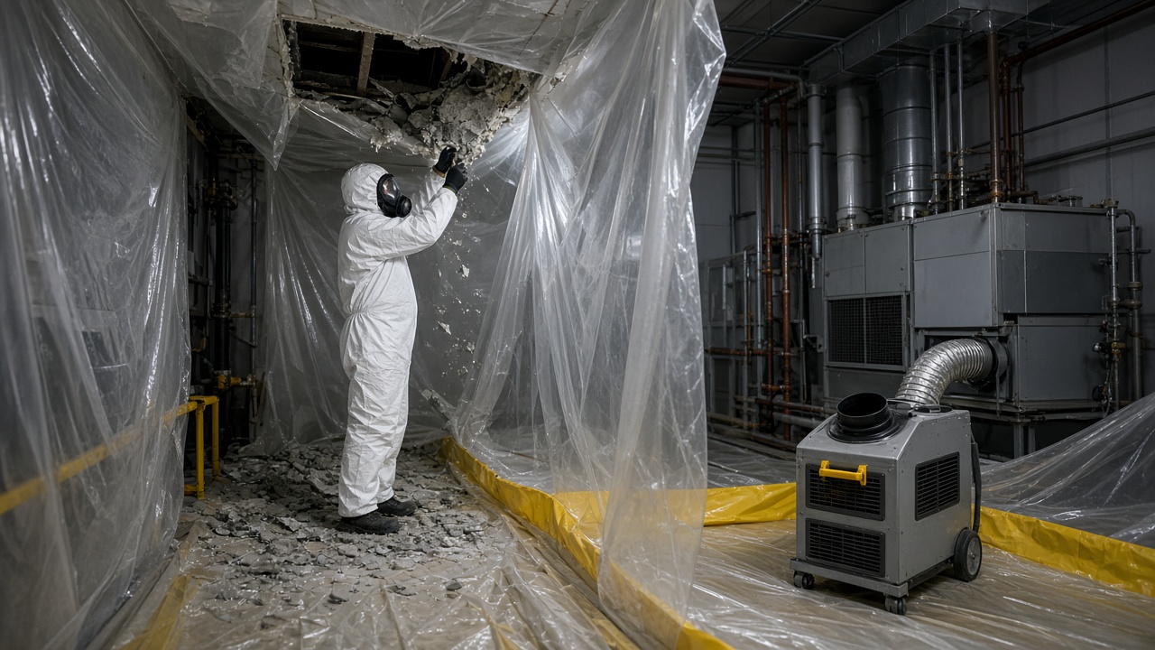 Commercial asbestos removal testing crew at work in Falcon, Colorado