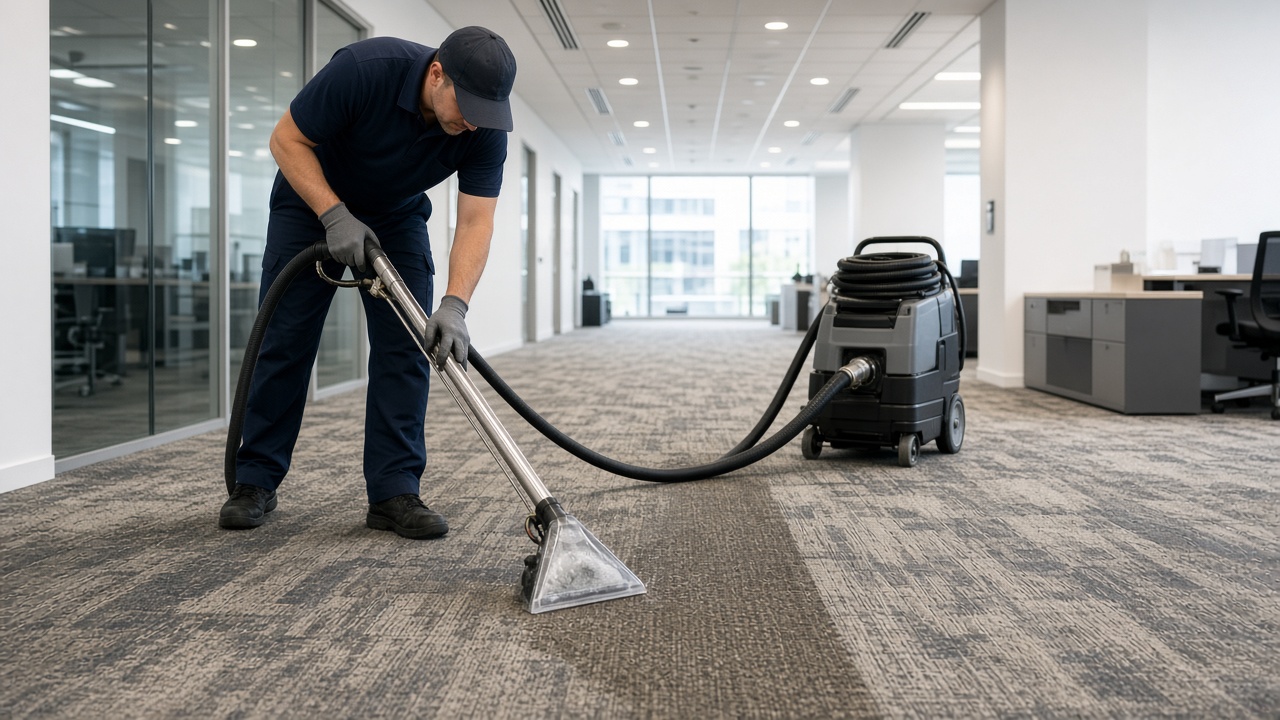 Commercial carpet cleaning crew at work in Falcon, Colorado
